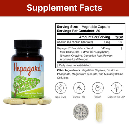 Hepagard Natural Liver Support Supplement with NAC, Vegan, Gluten-Free
