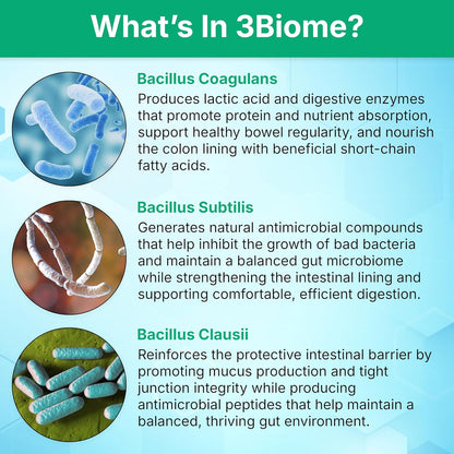 3Biome Natural Probiotic Supplement for Gut Health, Vegan, Gluten-Free
