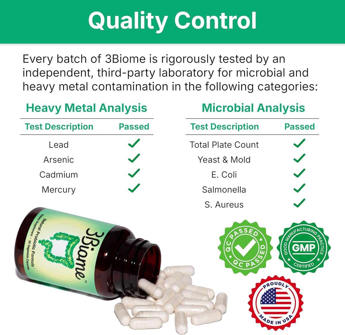 3Biome Natural Probiotic Supplement for Gut Health, Vegan, Gluten-Free
