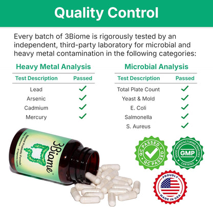 3Biome Natural Probiotic Supplement for Gut Health, Vegan, Gluten-Free