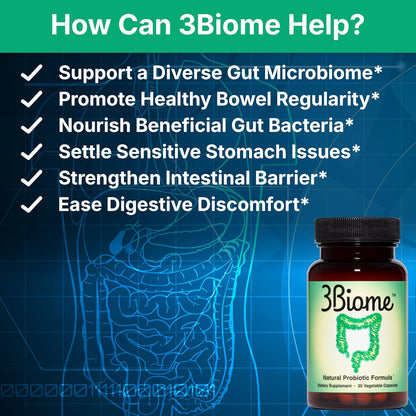 3Biome Natural Probiotic Supplement for Gut Health, Vegan, Gluten-Free